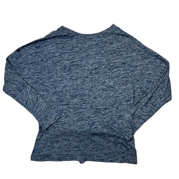 Alpha Amour Slouchy Fit Heathered Blue Tie Front Shirt - Picture 4 of 9